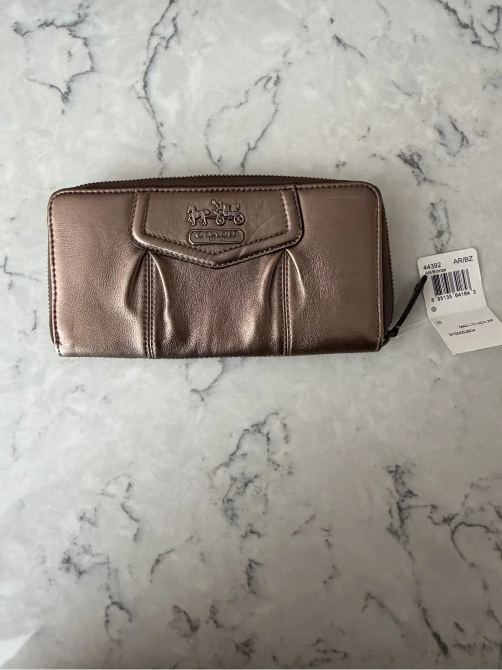 Coach Metallic Bronze Croc-Embossed Shoulder Tote with Matching Wallets